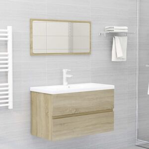 2 Piece Bathroom Furniture Set Sonoma Oak Engineered Wood - Royalton