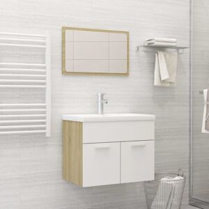 Royalton - 2 Piece Bathroom Furniture Set White and Sonoma Oak Engineered Wood