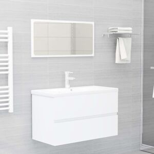 2 Piece Bathroom Furniture Set White Engineered Wood - Royalton