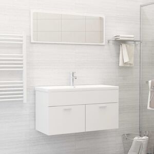 2 Piece Bathroom Furniture Set White Engineered Wood - Royalton