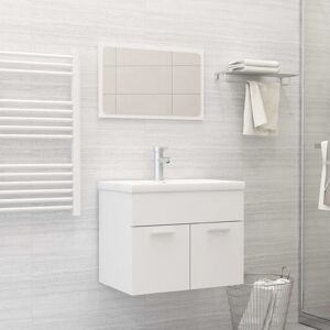 2 Piece Bathroom Furniture Set White Engineered Wood - Royalton