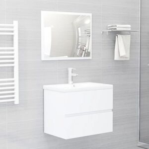 2 Piece Bathroom Furniture Set White Engineered Wood - Royalton