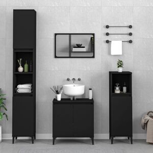 Royalton 3 Piece Bathroom Furniture Set Black Engineered Wood