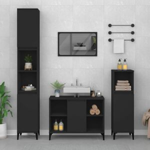 3 Piece Bathroom Furniture Set Black Engineered Wood - Royalton