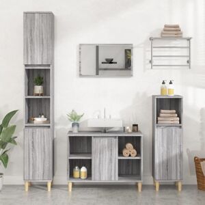 3 Piece Bathroom Furniture Set Grey Sonoma Engineered Wood - Royalton