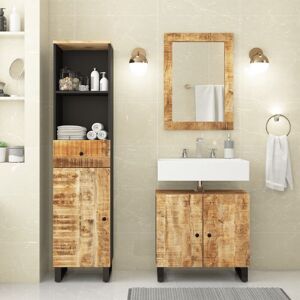 3 Piece Bathroom Furniture Set Solid Wood Mango - Royalton