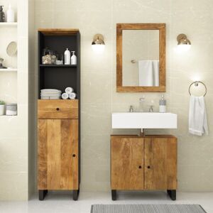 3 Piece Bathroom Furniture Set Solid Wood Mango - Royalton