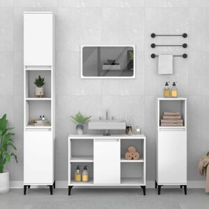 3 Piece Bathroom Furniture Set White Engineered Wood - Royalton