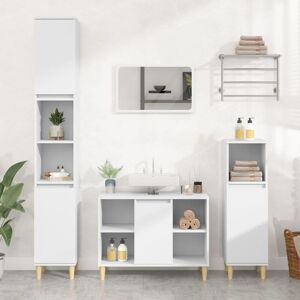 3 Piece Bathroom Furniture Set White Engineered Wood - Royalton