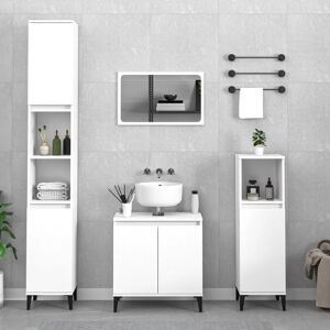 3 Piece Bathroom Furniture Set White Engineered Wood - Royalton