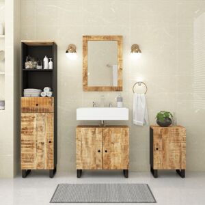 4 Piece Bathroom Furniture Set Solid Wood Mango - Royalton