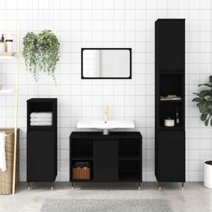 Bathroom Cabinet Black 30x30x100 cm Engineered Wood - Royalton