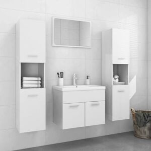 Bathroom Furniture Set High Gloss White Engineered Wood - Royalton