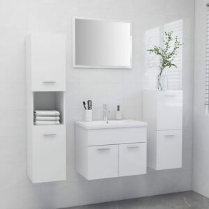 Bathroom Furniture Set High Gloss White Engineered Wood - Royalton