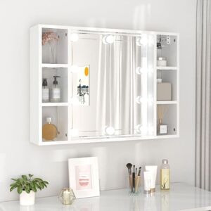 Mirror Cabinet with led High Gloss White 76x15x55 cm - Royalton