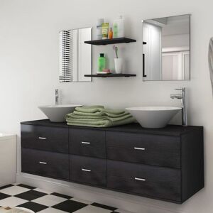 Seven Piece Bathroom Furniture and Basin Set Black - Royalton