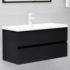 Sink Cabinet Black 90x38.5x45 cm Engineered Wood - Royalton