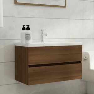 Sink Cabinet Brown Oak 80x38.5x45 cm Engineered Wood - Royalton