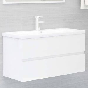Sink Cabinet High Gloss White 90x38.5x45 cm Engineered Wood - Royalton