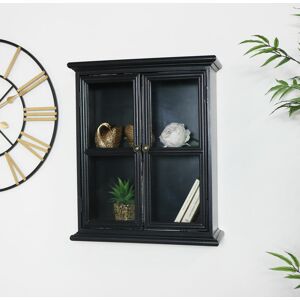 MELODY MAISON Rustic Black Glass Wall Cabinet - Black