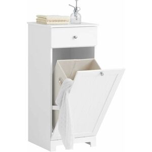 White Bathroom Laundry Basket Bathroom Storage Cabinet Unit with Drawer,BZR21-W - Sobuy