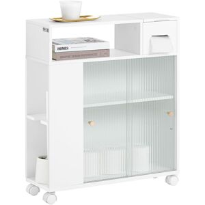 Narrow Cabinet Storage Cabinet with 2 Sliding Glass Doors,BZR117-W - Sobuy