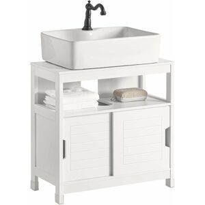 Under Sink Bathroom Storage Cabinet with Sliding Door,White,FRG128-W - Sobuy