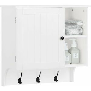 Wall Cabinet Cupboard with 3 Hooks,BZR103-W - Sobuy