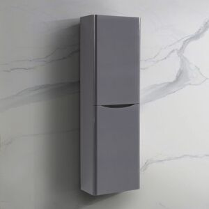 NRG Tall Cupboard Storage Cabinet Bathroom Furniture - Left Hand 1400mm Gloss Grey