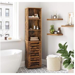 UNIQUEHOMEFURNITURE Tall Rustic Cabinet Vintage Industrial Style Storage Bathroom Display Cupboard