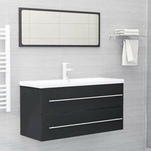 Sweiko - 2 Piece Bathroom Furniture Set Grey Chipboard FF804856UK