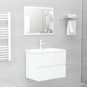 SWEIKO 2 Piece Bathroom Furniture Set White Chipboard FF804872UK