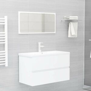 Sweiko - 2 Piece Bathroom Furniture Set White Chipboard FF804881UK