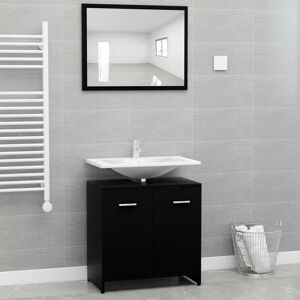 Sweiko - Bathroom Furniture Set Black Chipboard FF802580UK