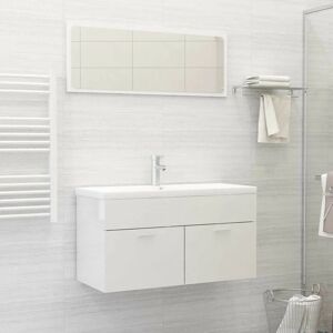 Sweiko - Bathroom Furniture Set High Gloss White Chipboard FF3070889UK