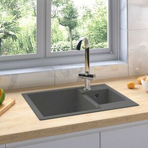 SWEIKO Kitchen Sink with Overflow Hole Double Basins Grey Granite FF147086UK