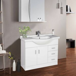 NRG Vanity Basin Unit Bathroom Sink Storage Furniture 1050mm Gloss White