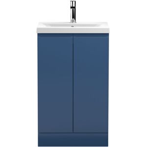 Hudson Reed - Urban Floor Standing 2-Door Vanity Unit with Basin 1 Satin Blue - 500mm Wide