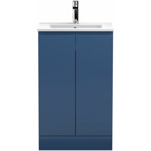 Hudson Reed - Urban Floor Standing 2-Door Vanity Unit with Basin 2 Satin Blue - 500mm Wide