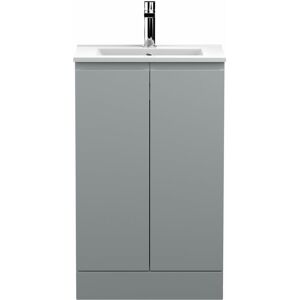 Hudson Reed - Urban Floor Standing 2-Door Vanity Unit with Basin 2 Satin Grey - 500mm Wide