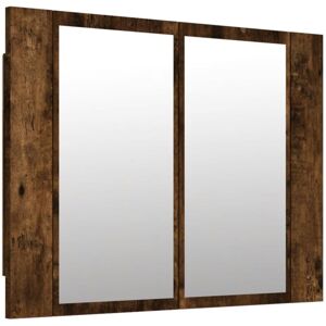 LED Mirror Cabinet Smoked Oak 60x12x45 cm Engineered Wood vidaXL - Brown