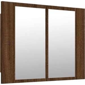 Led Mirror Cabinet Brown Oak 60x12x45 cm Engineered Wood Vidaxl Brown