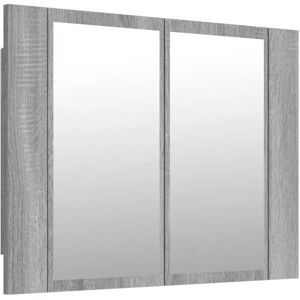 Led Mirror Cabinet Grey Sonoma 60x12x45 cm Engineered Wood Vidaxl Grey