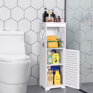 Teetok - Waterproof Bathroom Storage Cabinet, FreeStanding Cabinet Organizer Unit with 1 Door and Shelf for Store Toilet Paper, Books, Shampoo, White.