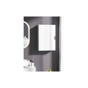 Uniquehomefurniture - White Bathroom Cabinet Modern Gold Metal Cupboard Contemporary Storage Door Unit