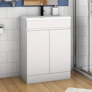 ACEZANBLE White Vanity Unit with Basin Sink Bathroom Furniture 500mm Freestanding Matte