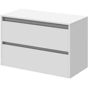 City Gloss White 800mm Wall Mounted Vanity Unit for Countertop Basins with 2 Drawers - Gloss White - Wholesale Domestic