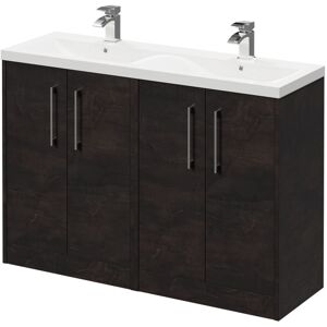 Wholesale Domestic - Horizon Metallic Slate 1200mm Floor Standing Vanity Unit with Ceramic Double Basin and 4 Doors with Polished Chrome Handles