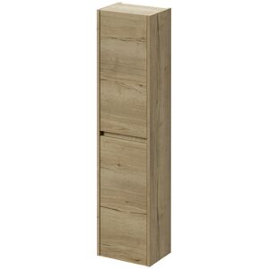 Montego Autumn Oak 350mm x 1400mm Wall Mounted Tall Storage Unit with 2 Doors - Autumn Oak - Wholesale Domestic