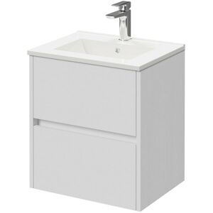 Wholesale Domestic Montego White Ash 500mm Wall Mounted Vanity Unit with 1 Tap Hole Minimalist Basin and 2 Drawers - White Ash